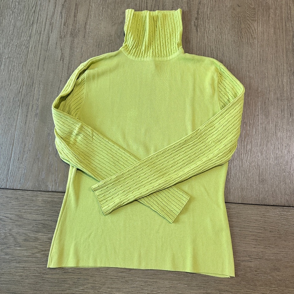 Venini Cable Knit Turtleneck Sweater Size Large Light Green - Picture 2 of 8
